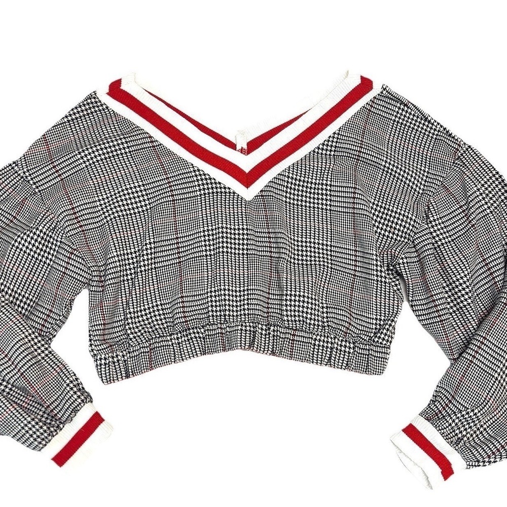 Forever 21 Alabama Houndstooth Varsity Crop Sweater Game Day Crimson Tide Size S